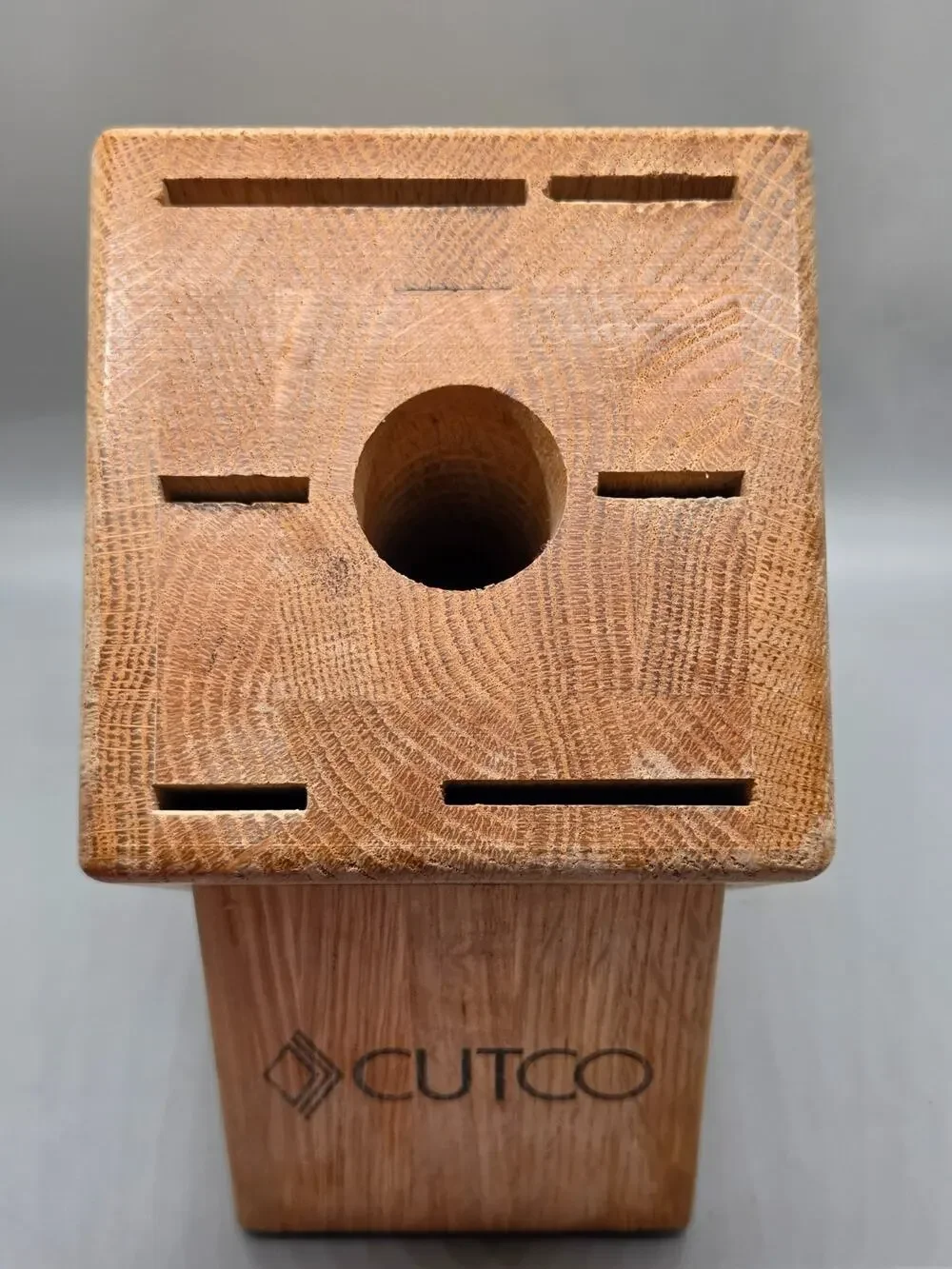 Cutco 7 Slot Knife Block 6 Slots For Knives 1 Hole Oak USA Made Wood Natural